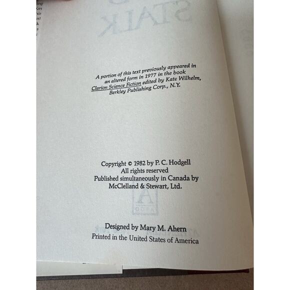 God Stalk, P.C. Hodgell Hardback Book Club 1982 Dust Jacket Sci Fi Fantasy - Picture 11 of 13